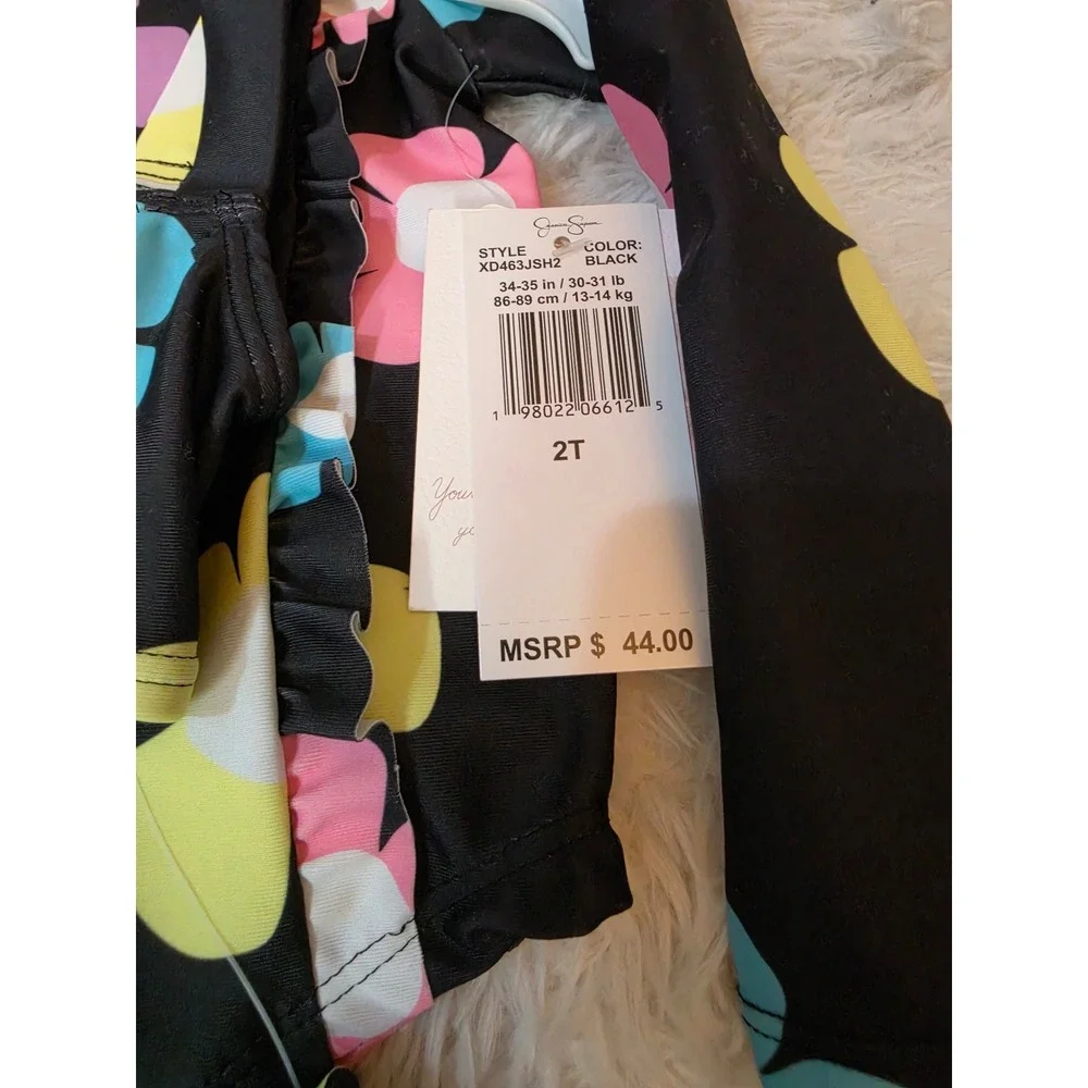Jessica Simpson Baby Girls 3-Piece Rash Guard & Bikini Swim Set Black Floral 2T